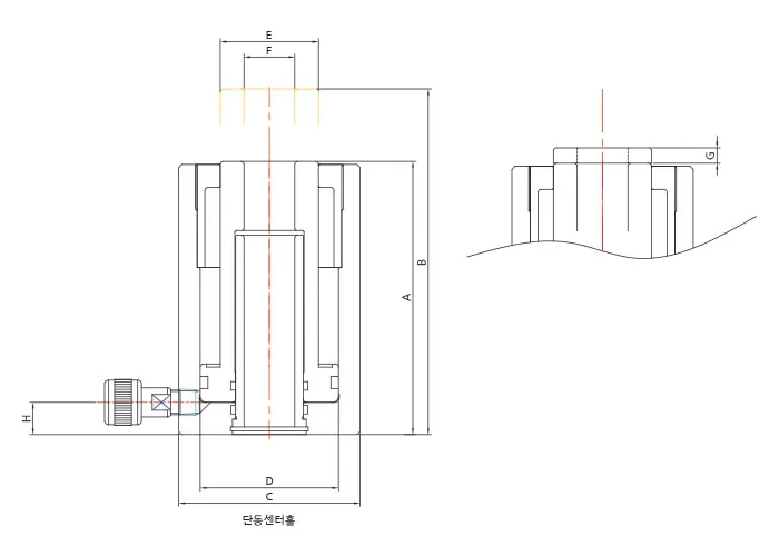 Kích thủy lực rỗng tâm 1 chiều 20 tấn 50mm DCH-2050