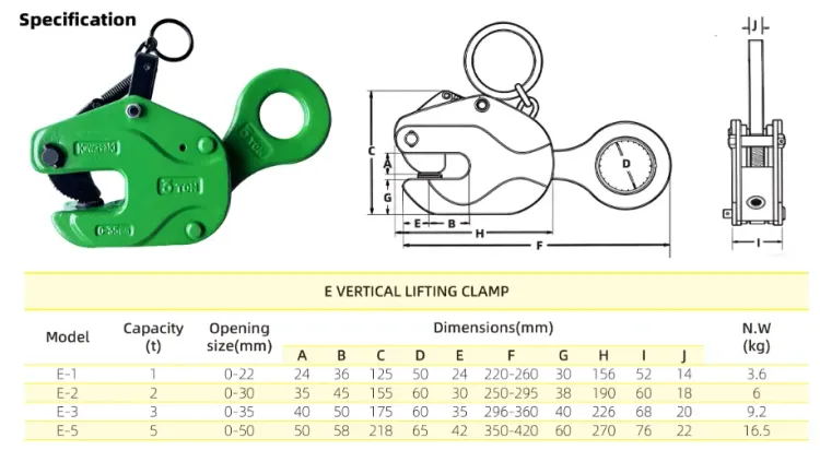 Kẹp tôn đứng tải trọng 1 tấn Kawasaki