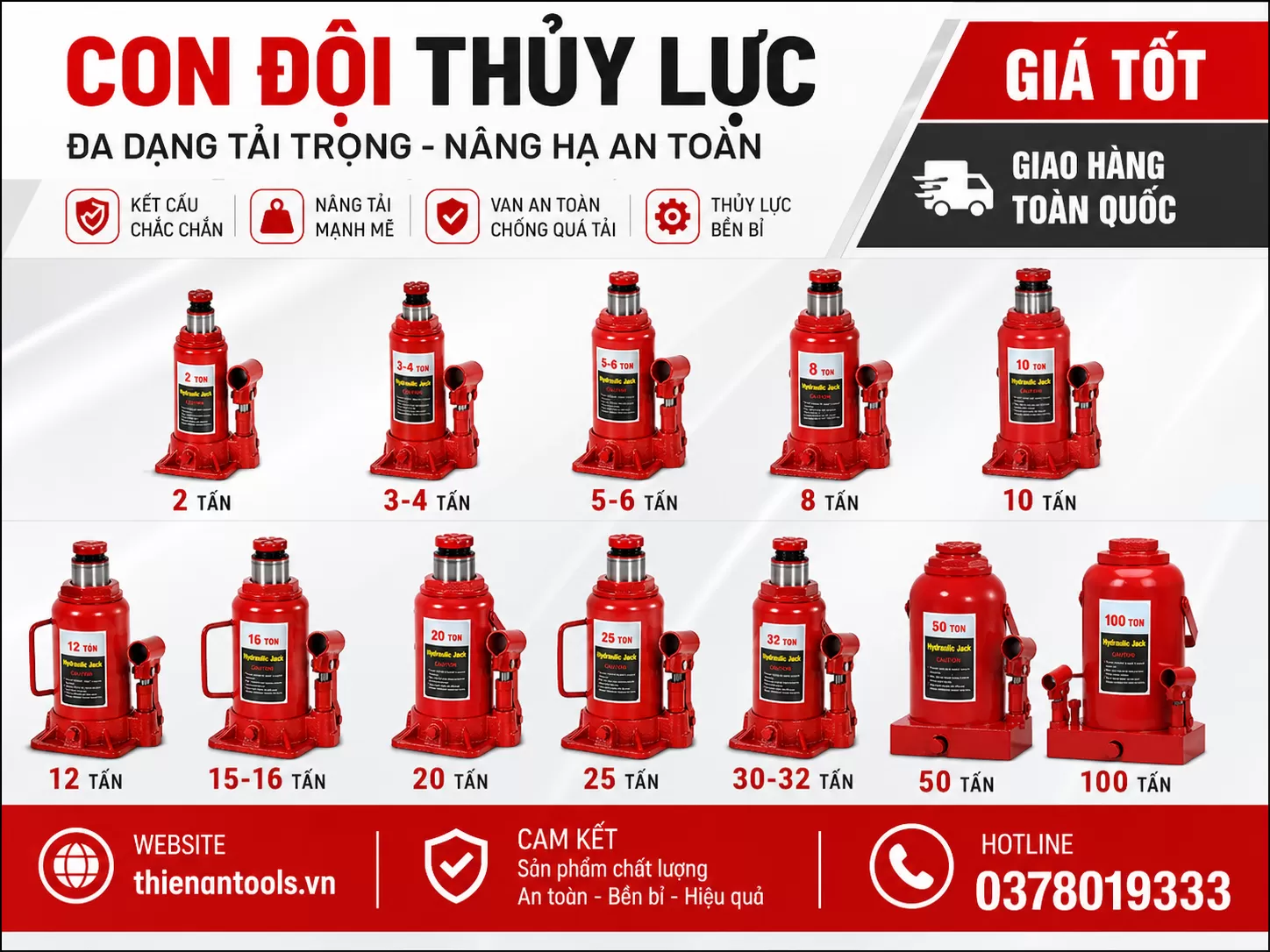 Con đội thuỷ lực 100 Tấn giá tốt