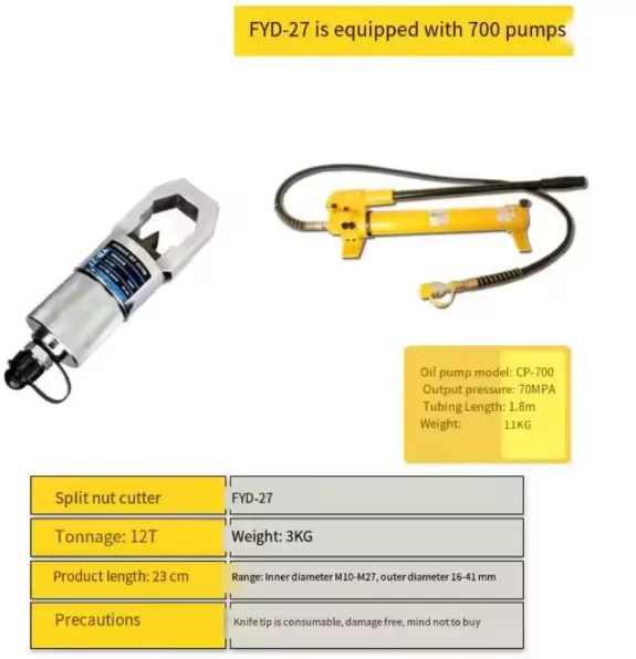 Đầu Cắt Đai Ốc Thủy Lực YD27 – Dụng Cụ Tách Đai Ốc