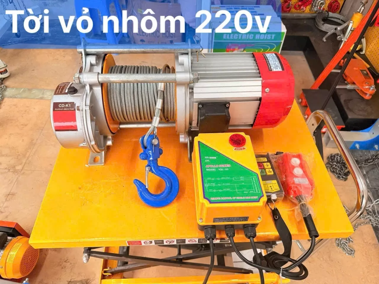 Tời nâng vỏ nhôm CD-K1 1500kg 100m 220V